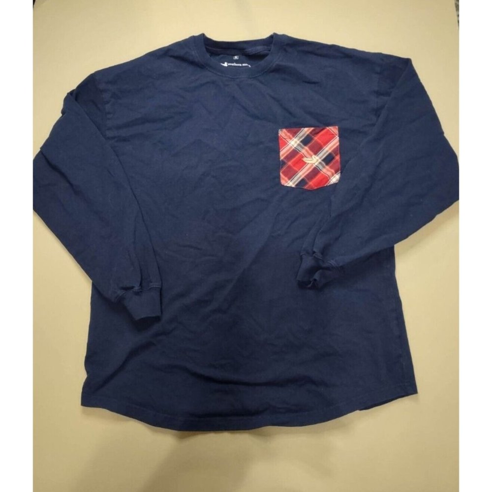 Southern Marsh Womens long sleeve Navy/Red plaid pocket SZ S - Picture 1 of 7